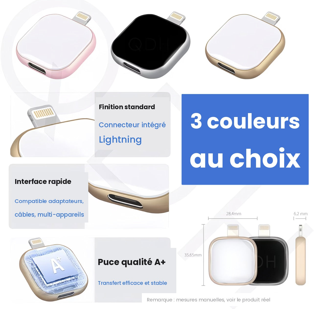 Disque dur 256 Go pour iPhone & Android – Sauvegarde instantanée, sans application